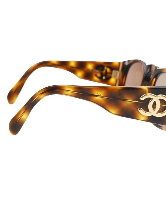 CHANEL CC Logo Sunglasses Eye Wear Plastic Brown GHW 01451 63RL897 main image 12